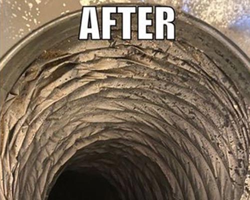 Interior of the same residential air duct with the dust and debris removed after cleaning
