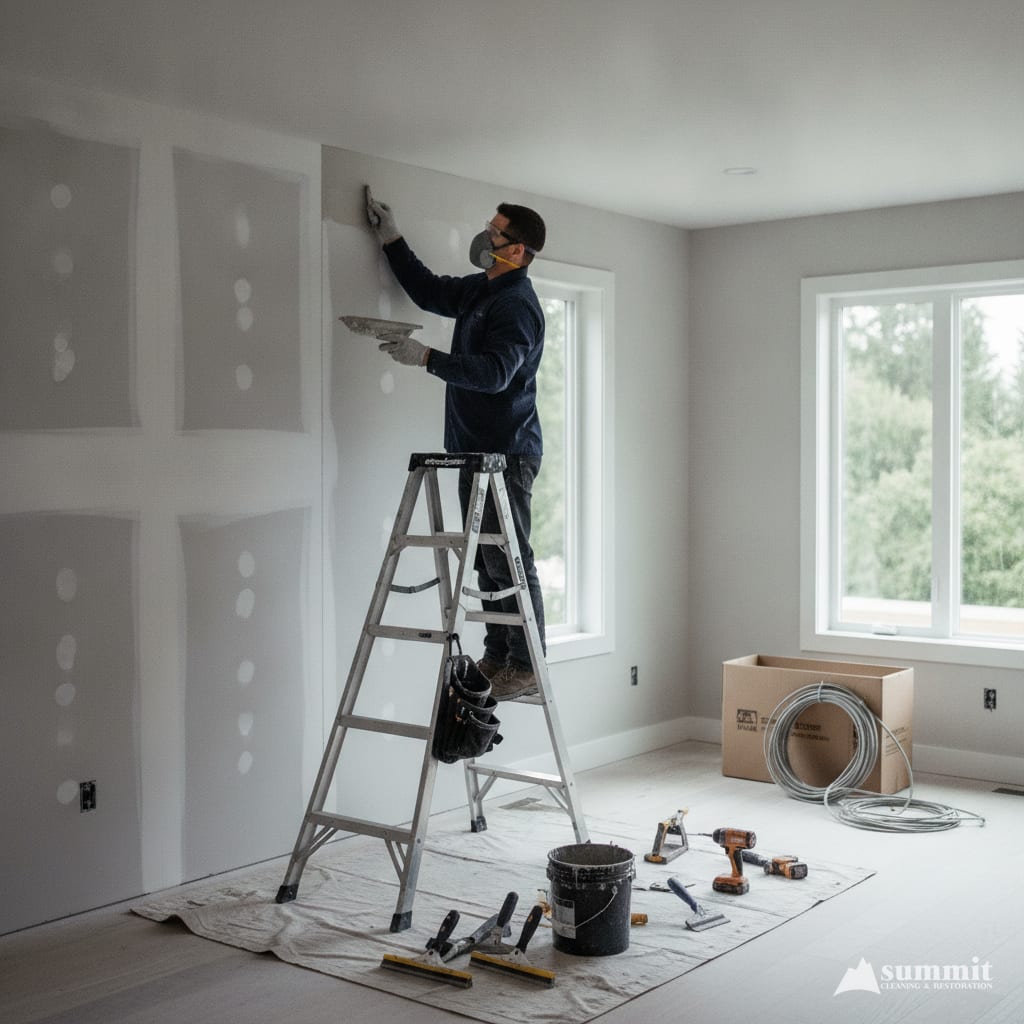 Reconstruction work restoring a property after damage